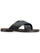 Ermenegildo Zegna Woven Cross Strap Slides - Black