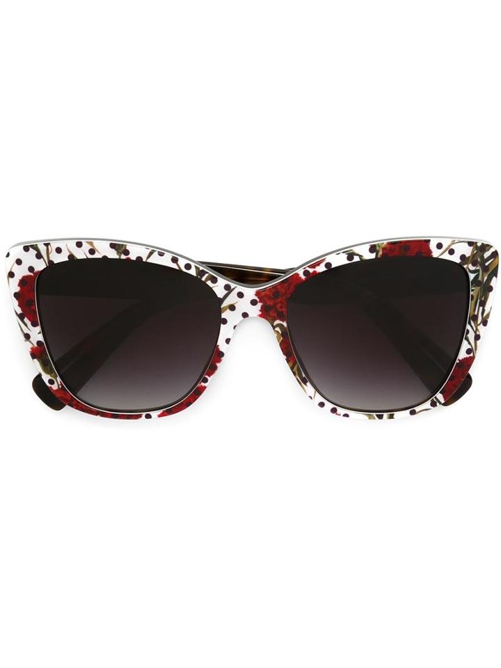 Dolce & Gabbana Carnation And Polka Dot Sunglasses, Women's, Green, Acetate