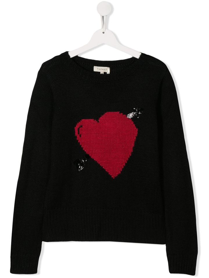 Twin-set Teen Heart Intarsia Jumper - Black