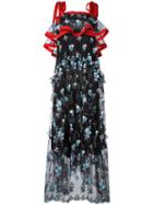 Philosophy Di Lorenzo Serafini Embroidered Sheer Layer Dress, Women's, Size: 44, Black, Polyester