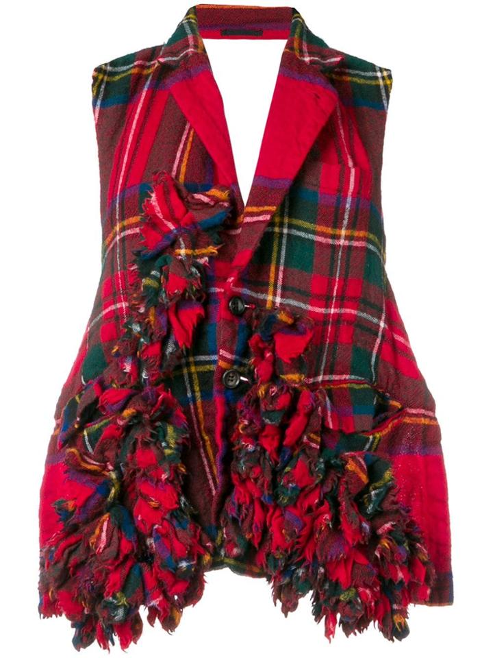 Comme Des Garçons Vintage 2000's Tartan Open Back Top - Red