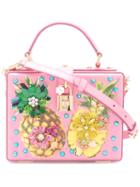 Dolce & Gabbana Pineapple Box Tote Bag, Women's, Pink/purple, Calf Leather/viscose/crystal/plastic