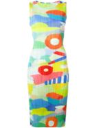 Pleats Please By Issey Miyake Pleated Printed Midi Dress, Women's, Size: 4, Yellow/orange, Polyester