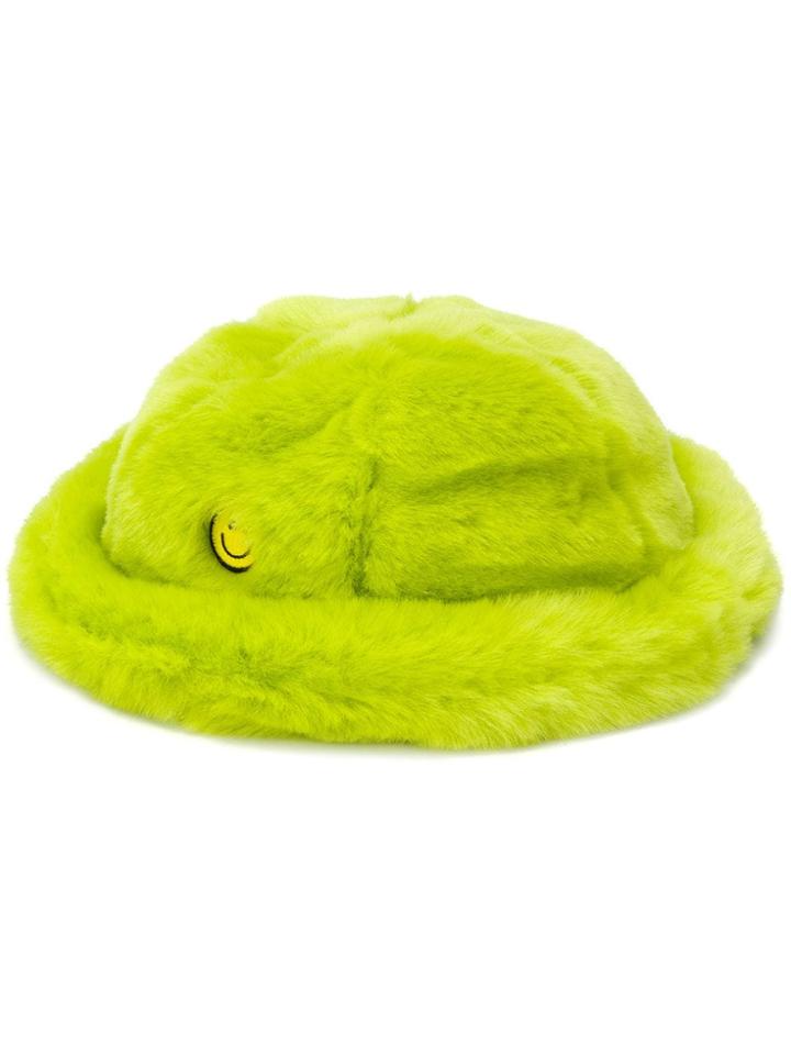 Kirin Faux Fur Smiley Hat - Yellow