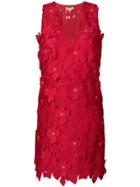 Michael Michael Kors Floral Appliqué Mini Dress - Red