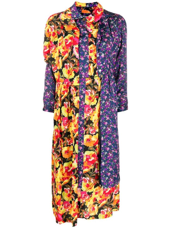 Junya Watanabe Contrast Panel Floral Dress - Yellow