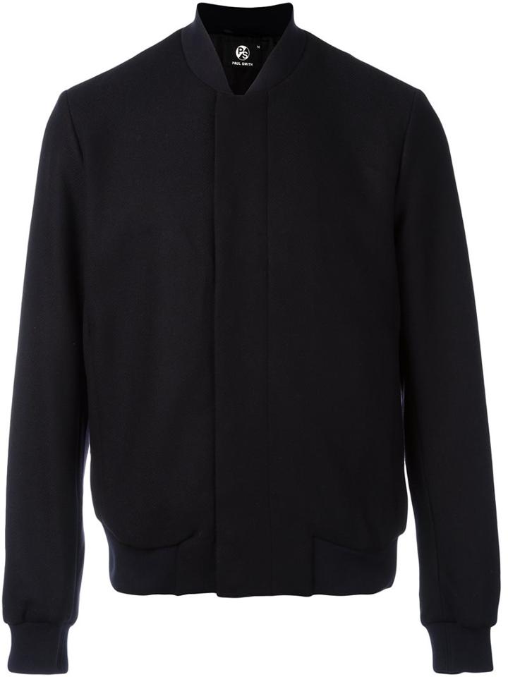 Ps By Paul Smith Classic Bomber Jacket, Men's, Size: Small, Blue, Nylon/viscose/cashmere/wool