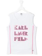 Karl Lagerfeld Kids Logo Print Tank Top - White