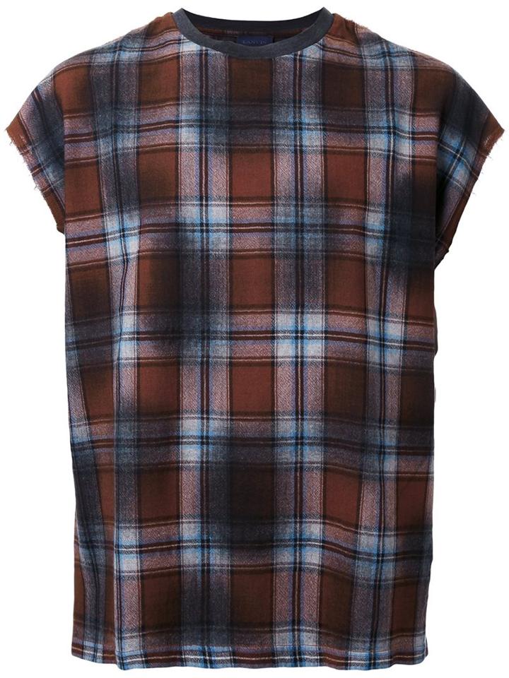 Lanvin Raw Edge Checked T-shirt