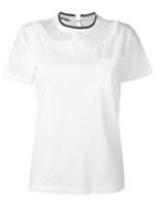 Miu Miu Lace Insert T-shirt, Women's, Size: Large, White, Cotton/polyamide