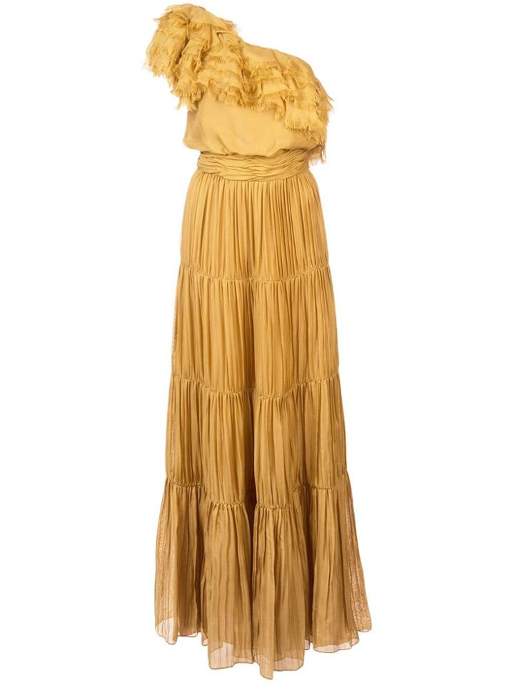 Johanna Ortiz Off-shoulder Ruffled Dress - Yellow & Orange