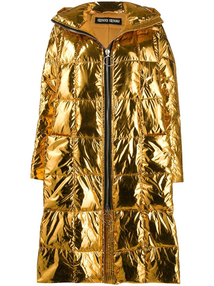 Ienki Ienki Pyramide Metallic Padded Coat - Gold
