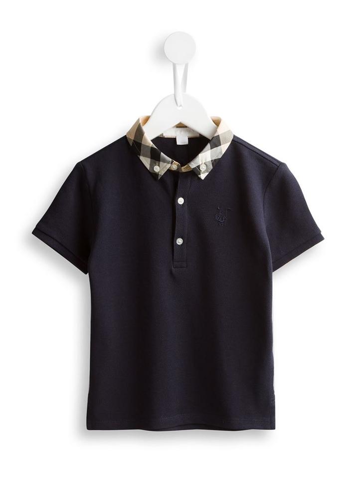 Burberry Kids - Checked Collar Polo Shirt - Kids - Cotton - 18 Mth, Blue