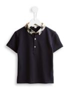 Burberry Kids - Checked Collar Polo Shirt - Kids - Cotton - 18 Mth, Blue