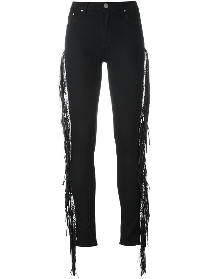 Don't Cry Fringed Sides Skinny Jeans, Women's, Size: 29, Black, Cotton/polyamide/spandex/elastane