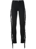 Don't Cry Fringed Sides Skinny Jeans, Women's, Size: 29, Black, Cotton/polyamide/spandex/elastane