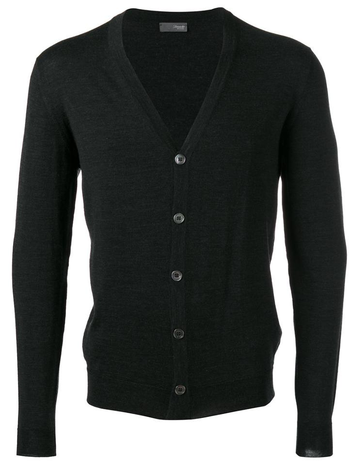 Drumohr V-neck Cardigan, Men's, Size: 50, Black, Merino