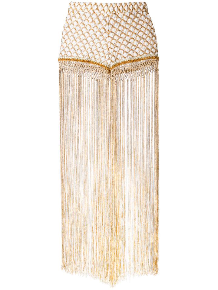 Missoni - Woven Tassel Trousers - Women - Cotton/polyester/rayon - 38, Nude/neutrals, Cotton/polyester/rayon