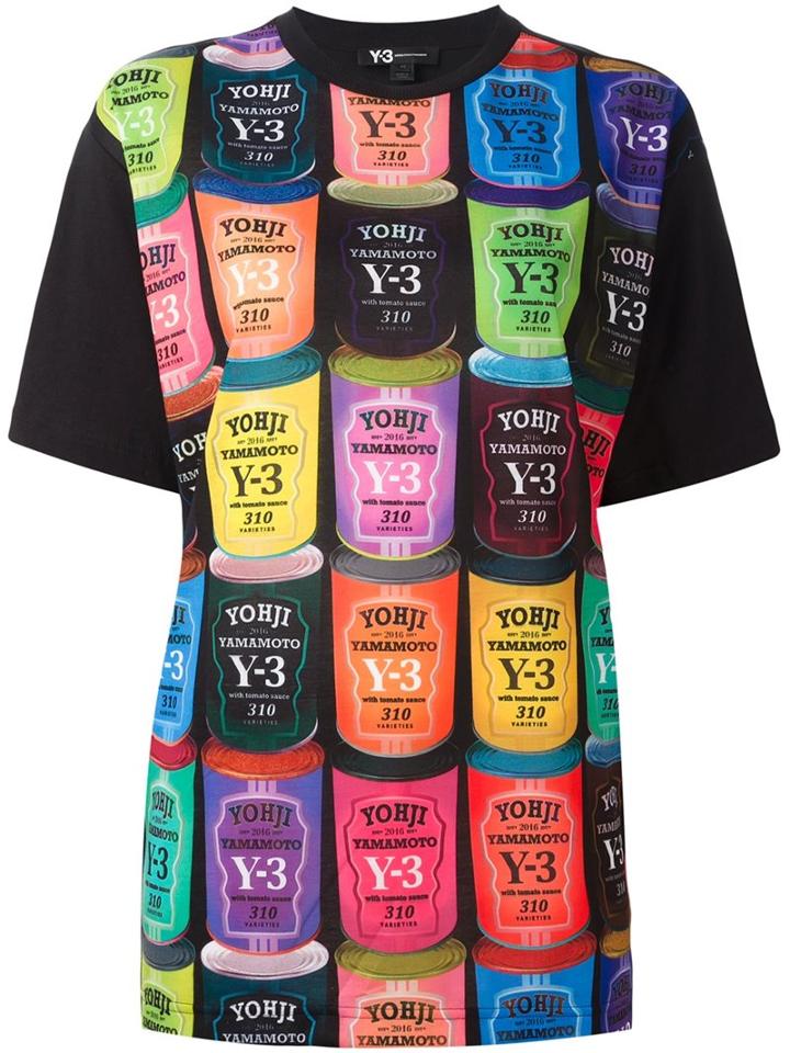 Y-3 Printed T-shirt, Women's, Size: Medium, Black, Cotton