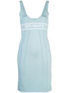 Off-white Logo Knit Fitted Dress - Blue