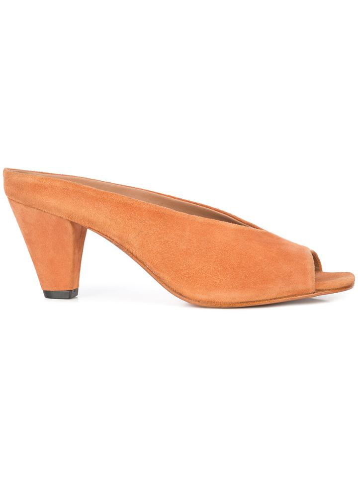 Rachel Comey Peep Toe Mules - Yellow & Orange