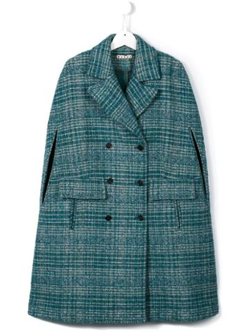 Marni Kids Woolen Tweed Cape, Girl's, Size: 14 Yrs, Blue