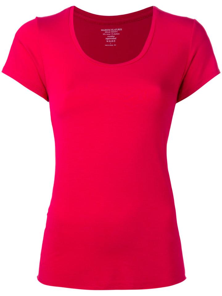 Majestic Filatures Scoop Neck T-shirt, Women's, Size: I, Red, Viscose/spandex/elastane