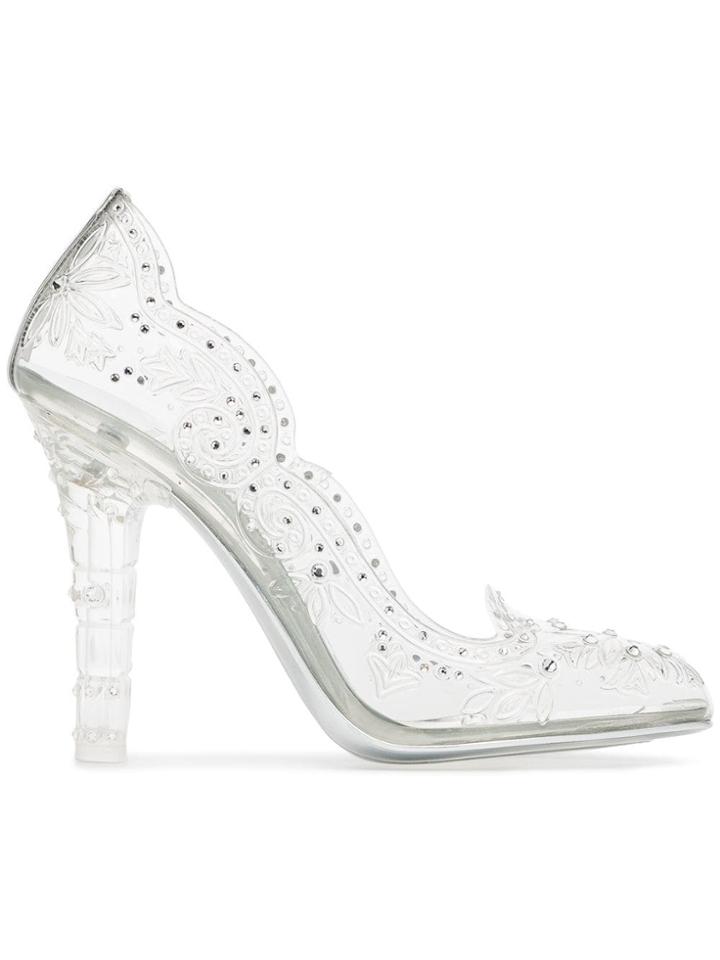 Dolce & Gabbana Cut-out Flower Pumps - Silver