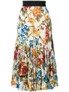 Dolce & Gabbana Floral Print Pleated Hem Skirt - Multicolour