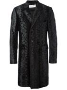Saint Laurent Textured Chesterfield Coat, Men's, Size: 48, Black, Viscose/cotton