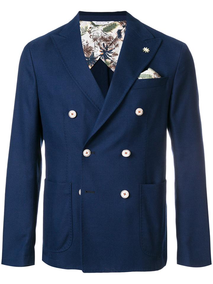 Manuel Ritz Double Breasted Blazer - Blue