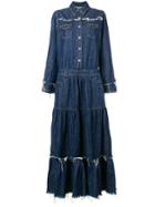 Alanui Long Frayed Denim Dress - Blue