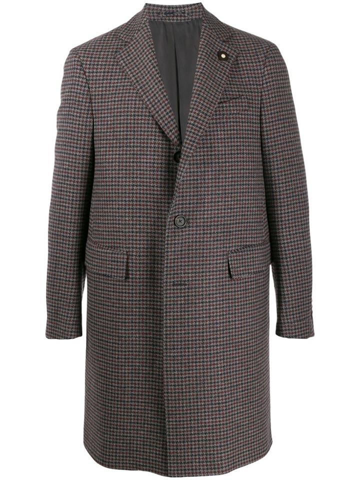 Lardini Houndstooth Single-breasted Coat - Grey