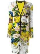 Roberto Cavalli Ruched Floral Print Dress