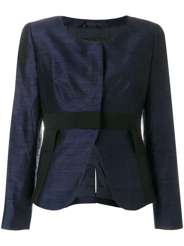 Giorgio Armani Pre-owned Open Front Collarless Jacket - Blue