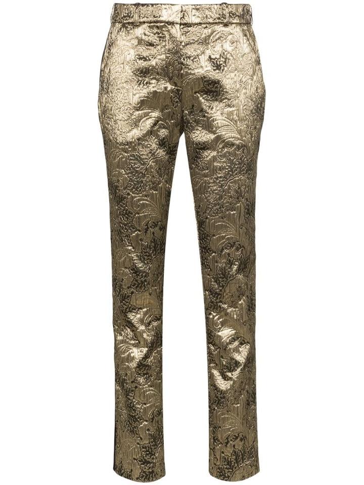 Faith Connexion Brocade Straight-leg Trousers - Gold