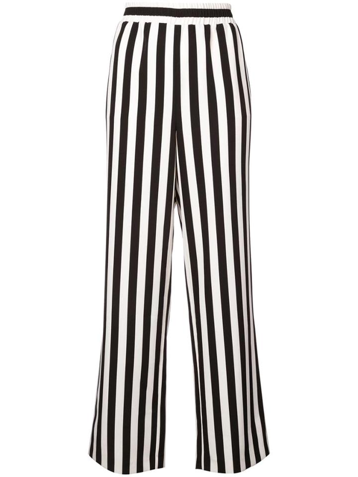Alice+olivia Striped High-waist Trousers - Black