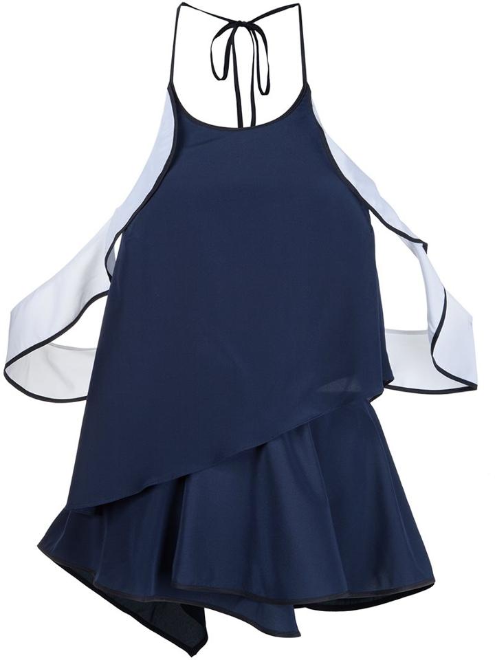 Jonathan Simkhai Ruffle Tank Top, Women's, Size: 4, Blue, Silk