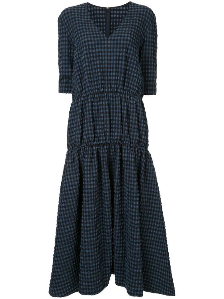 Irene Long Gingham Dress - Blue