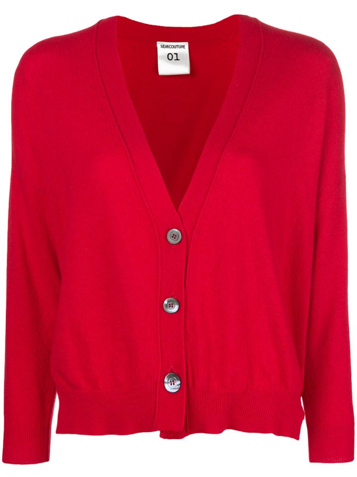 Semicouture Longsleeved Loose Cardigan - Red