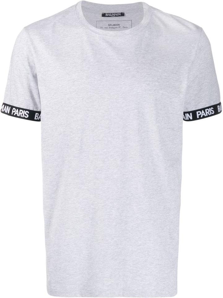 Balmain Logo Trim T-shirt - Grey