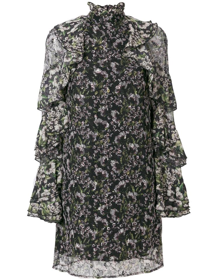 Giuseppe Di Morabito Floral Print Frill Trim Dress - Black