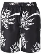 Dolce & Gabbana Palm Print Swim Shorts, Men's, Size: V, Black, Polyester/polyamide