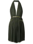 Jay Ahr Gold-tone Detail Halterneck Dress, Women's, Size: 38, Green, Polyester
