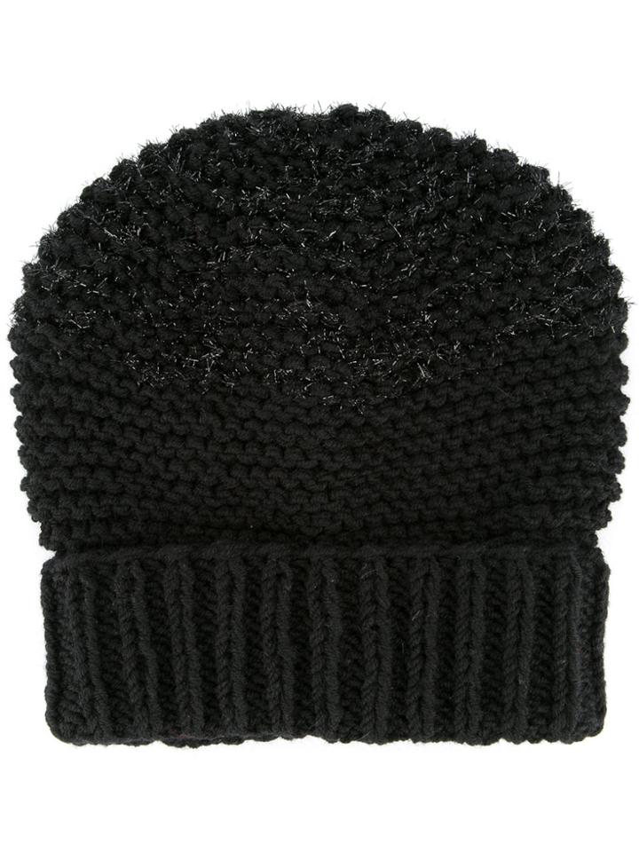 0711 Fuzzy Knit Beanie - Black