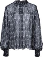 Thomas Wylde Bishop Sleeve Rosebud Blouse, Women's, Size: S, Black, Silk
