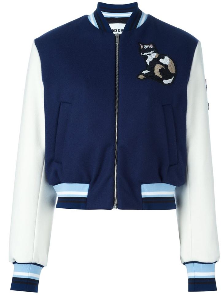 Msgm Striped Detail Bomber Jacket