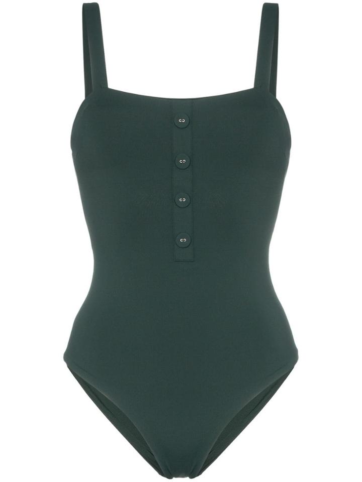 Onia Archie Button Detail Swimsuit - Green