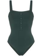 Onia Archie Button Detail Swimsuit - Green