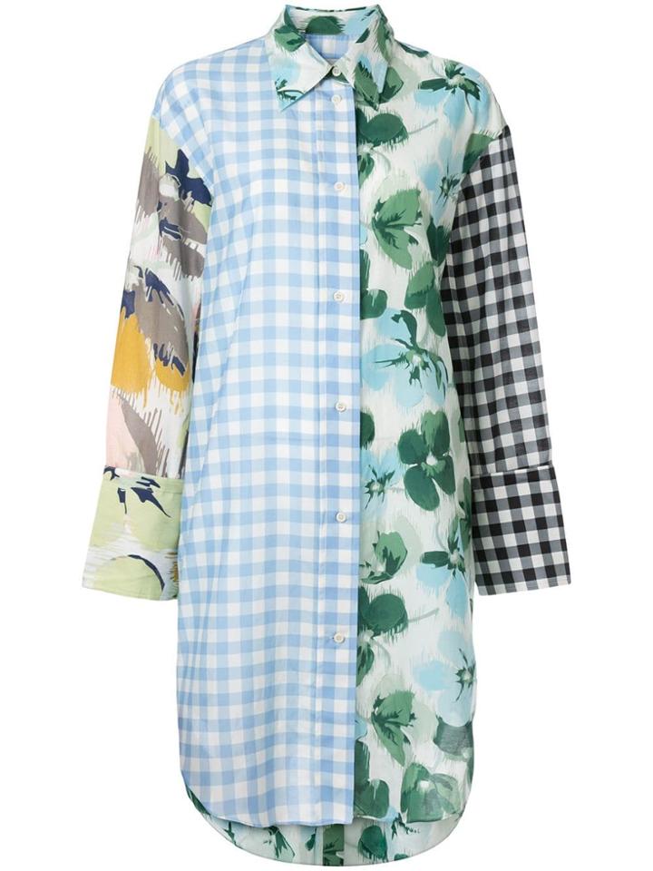 Lee Mathews Long Printed Patchwork Shirt - Multicolour